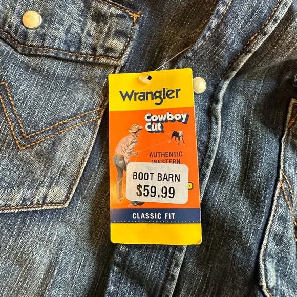 Wrangler Western Denim Pearl Snap Shirt - Picture 4 of 5